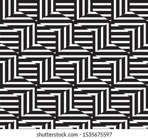 Seamless pattern with horizontal and vertical black segments(cube). The ratio black:white (thickness) is 55:34 which means 1.6, meaning the Fibonacci ratio (the golden number).