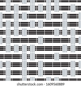 Seamless pattern with horizontal and vertical black and silver gray segments