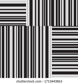 Nahtloses Muster mit horizontalen und vertikalen schwarzen Segmenten