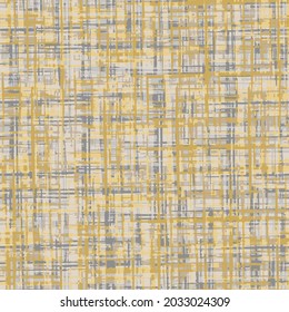 Seamless pattern with horizontal and vertical colored segments,Dyed Effect Brushed Textured Checked Background. Seamless Pattern.yellow fabric texture.