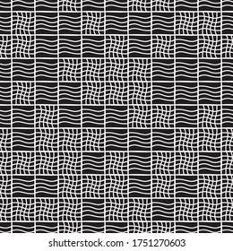 Seamless pattern with horizontal and vertical wavy white segments