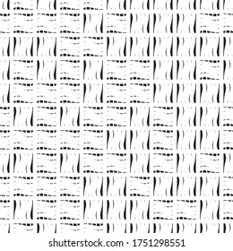 Seamless pattern with horizontal and vertical wavy black segments
