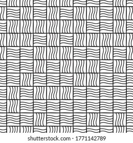 Seamless pattern with horizontal and vertical wavy black segments