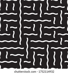 Seamless pattern with horizontal and vertical white wavy segments