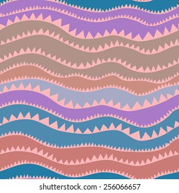 Seamless pattern with horizontal waves made of small triangles