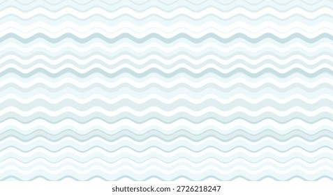 Patrón sin fisuras de líneas onduladas Horizontales en varios tonos de azul claro y blanco creando un efecto de agua rítmica o nube.