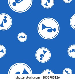 seamless pattern with horn on blue background