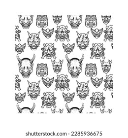 Seamless pattern horror mask ilustration background