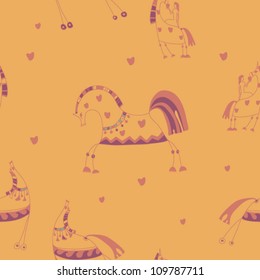 Seamless pattern with horse