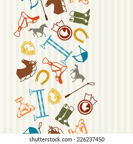 Seamless pattern with horse equipment in flat style.