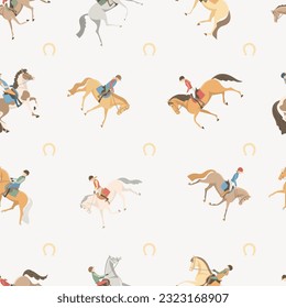 Seamless pattern with horse and pony riders