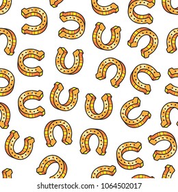 Seamless pattern horse shoe on white background