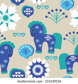 Seamless pattern with horses. Seamless pattern can be used for wallpapers, pattern fills, web page backgrounds,surface textures.       