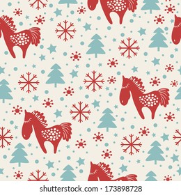 Seamless pattern with horses. Pattern can be used for wallpapers, pattern fills, web page backgrounds,surface textures.
