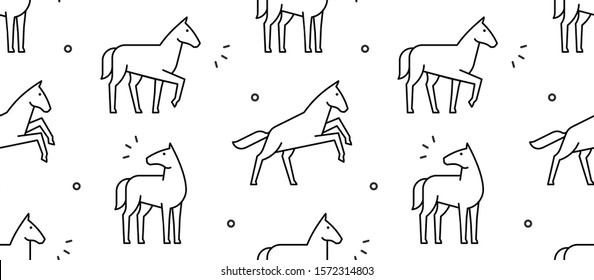 Seamless pattern with Horses. isolated on white background