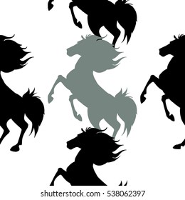 Seamless pattern with horses. Vector illustration