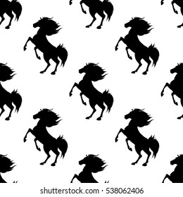 Seamless pattern with horses. Vector illustration