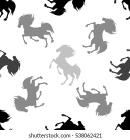 Seamless pattern with horses. Vector illustration