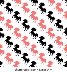 Seamless pattern with horses. Vector illustration