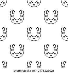 Seamless pattern with horseshoe on white background.