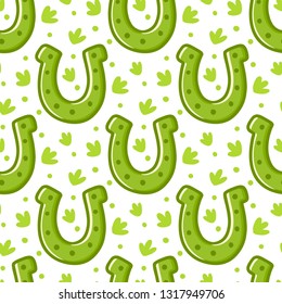 Seamless pattern with horseshoe - talisman on Good luck, on a white background. Excellent design for packaging, wrapping paper, textile, clothes and etc.