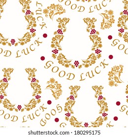 Seamless pattern with horseshoes for good luck