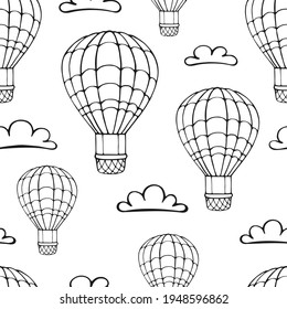 
Seamless pattern hot air balloon and cloud