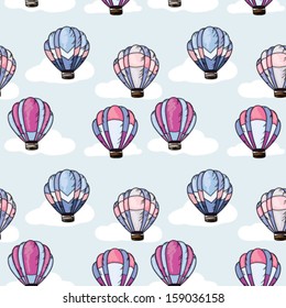 Seamless pattern with hot air balloons