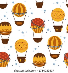 seamless pattern with hot air balloons - vector illustration, eps