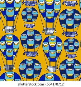 Seamless pattern Hot air balloons. Simple illustration of balloons vector pattern. Wallpaper, fabric, paper, wrapping, postcards, textile. hand drawn.
