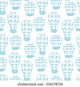 Seamless pattern Hot air balloons. Simple illustration of balloons vector pattern. Wallpaper, fabric, paper, wrapping, postcards, textile. hand drawn.