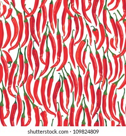 seamless pattern with hot Chile pepper on white background