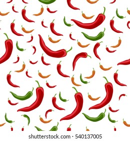 Seamless pattern with hot chili peppers