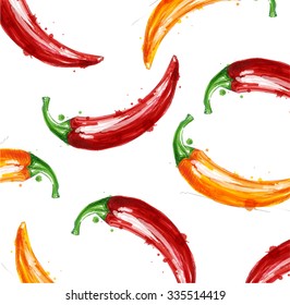 Seamless pattern with hot chilli pepper vector design