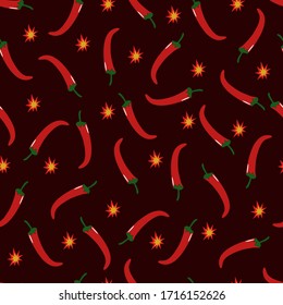 Patrón de pimientos picantes. Ilustración vectorial.