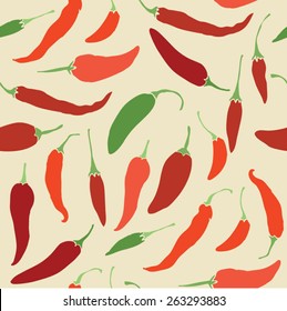 Seamless pattern with hot chilly pepper