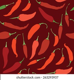 Seamless pattern with hot chilly pepper