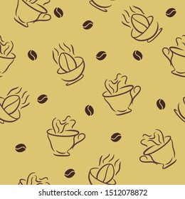 seamless pattern hot coffee cup vector