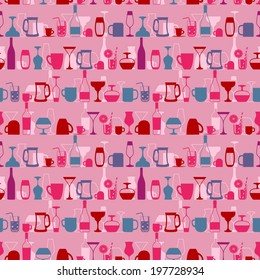Seamless pattern with hot and cold drinks