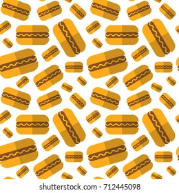 Seamless Pattern Hot Dogs Ornament Oktoberfest Beer Festival Holiday Decoration Concept Flat Vector Illustration