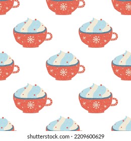 Seamless pattern with hot drink