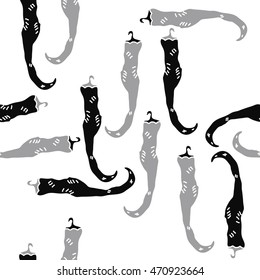 Seamless  pattern with hot peppers,hole, harvest, object, vegetables . Hand drawn.