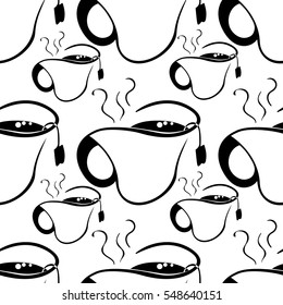 seamless pattern the hot tea easy silhouette of the .vector illustration