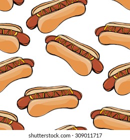seamless pattern with hot-dog