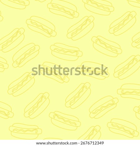 Seamless pattern with hotdog sandwich icons in simple line style. Hot dog Sandwich Icon Seamless Pattern