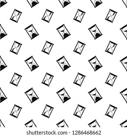 Seamless pattern with hourglass icon. Time measurement. Old fashioned sand clock. Flat vector printed pattern for fabric, curtains or bedding. For home textiles, wrapping paper, clothes.