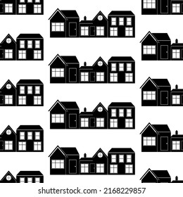 Seamless Pattern House Black Icon House Stock Vector (Royalty Free ...