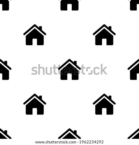 Seamless pattern with house icons Home black silhouettes pattern. Vector illustration isolated on white