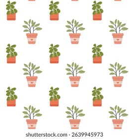 Seamless pattern with house plants. Home plants.
