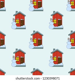 Seamless pattern of house in vector. Cute cartoon design. Perfect for card, calendar design